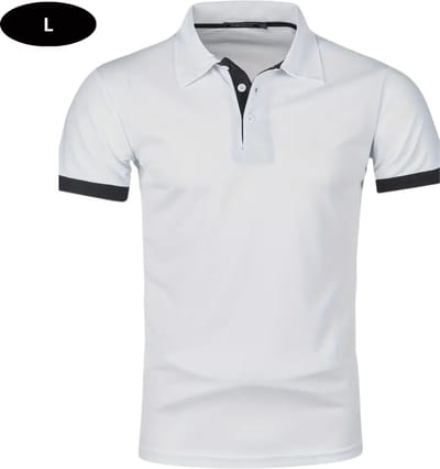 Livano Golf Shirt Heren - T-shirt - Golfkleding - Golfen - Golf Accessoires - Polo Shirt - Zwart + Wit - Maat L