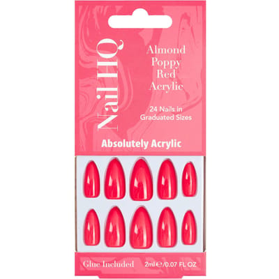 Nail HQ Almond Poppy Red Acrylic Nails 24 st