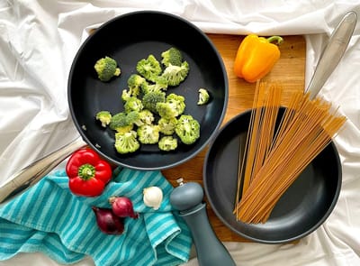 Meisterhome 2 stuks ceramic Koekenpannenset - Keramische Koekenpan-Ø24 + Ø28 cm -met ergonomisch handgreep - PFAS-vrij