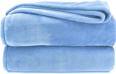 Luxe Flanellen Fleece Deken - Super Zacht en Warm - XL Bank- en Plaiddeken Lichtblauw