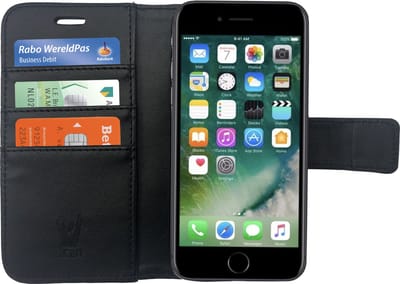 iPhone 7 Plus / 8 Plus Hoesje - Book Case Kunstleer Wallet Cover Portemonnee Pasjeshouder Hoes Zwart