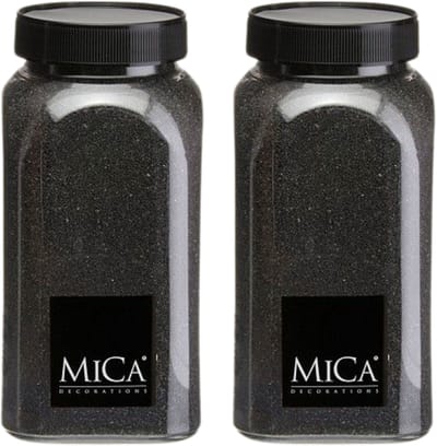 Mica Decorations decoratie zand - 2x - 650ml - zwart - hobby zandkorrels - sierzand - voor windlichten