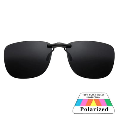 Fako Sunglasses® - Clip On Voorzet Zonnebril - Overzet Clip-on - Polariserend - Polarized - Large - 130x43mm - Zwart