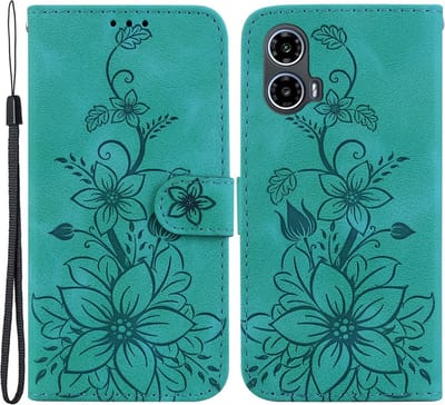 Coverup Hoesje - Geschikt voor Motorola Moto G04(s) / G24 (Power) / E14 Hoesje - Coverup Bloemen Book Case - Groen