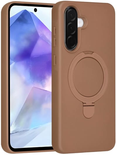 Backcover Hoesje Geschikt voor: Samsung Galaxy A56 Volledig Dekkende Schokbestendige Siliconen Backcover met Ringstandaard – 360° Bescherming - Desert Brown