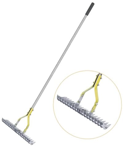 35cm Wicker Rake voor het Schoonmaken van Dood Gras - Efficiënte Grassteel met Roestvrijstalen Handvat en 138.5cm Lengte