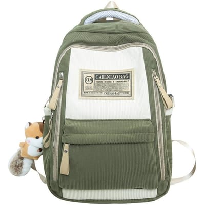 Nieuwe Rugzak van Corduroy Vrouwelijke Studenten Contrasterende Kleur Casual Rugzak Middelbare School Middelbare School Studenten Grote Capaciteit Schooltas