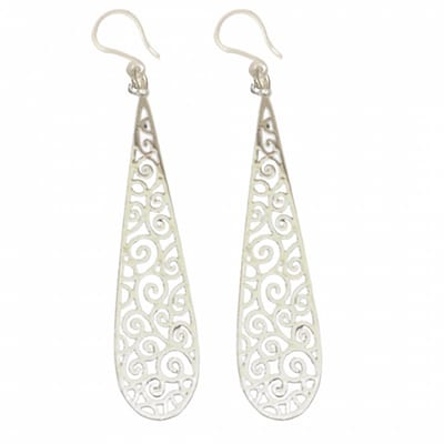 Allergievrije oorbellen- Filigraan- Druppel- Zilverkleur-Charme Bijoux