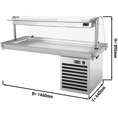 GGM Gastro Einbau Kühlplatte - 1500mm - +2 bis +8 °C - 4x GN 1/1 - 450 Watt - mit Glas-Hustenschutz Zilver