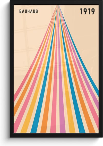 Poster in lijst - Fotolijst 40x60 cm - Posters - Bauhaus - Kleurrijk - Abstract - Modern - Kunst - Posterlijst zwart - Decoratie - Wanddecoratie woonkamer - Muurdecoratie slaapkamer