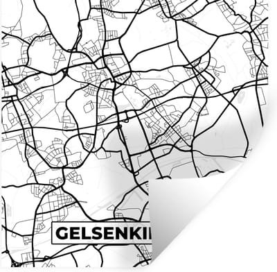 Muurstickers - Sticker Folie - Kaart - Gelsenkirchen - Plattegrond - Stadskaart - 100x100 cm - Plakfolie - Muurstickers Kinderkamer - Zelfklevend Behang XXL - Zelfklevend behangpapier - Stickerfolie