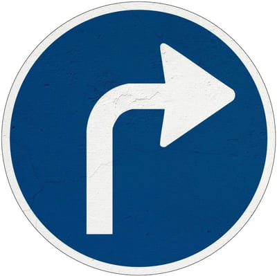 Verplichte rijrichting rechts bord - D5R | Sign Again materiaal | 15 cm