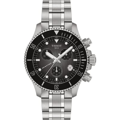 Tissot Seastar 1000 Chronograaf Roestvrij Staal Zwarte Wijzerplaat Kwarts Duikershorloge T120.217.11.061.00 300M Herenhorloge zwart