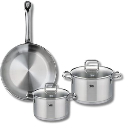 Set van 1 Koekenpan 24 cm en 2 kookpotten 14 en 16 cm Elo Profi Citrin