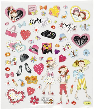 Stickers Meidendingen - Stickervel Met Meiden Thema - Zelfklevende Stickers Voor Kaarten, Scrapbooking & DIY Knutselen - 15x16,5 cm - 1 Vel