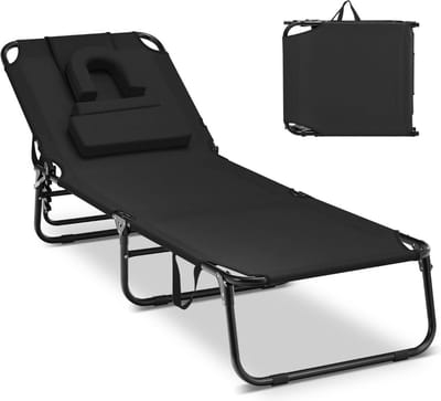 Ligbed - Kampeerbed - Vouwbed - Veldbed - Stretcher- Campingbedje - Opvouwbaar - 1 Persoons - Zwart