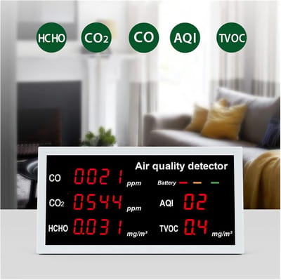 Luchtkwaliteit Monitor - CO2 Meter - Binnen Meten - Hoge Nauwkeurigheid - Digitaal Display - Wit