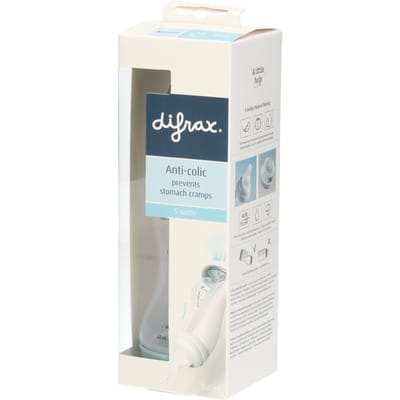 Difrax Babyfles Natural - 250 ml - Groen - 1 Stuk - S-fles - Anti Koliek