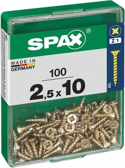 Spax Universele Schroef Yellox Staal Verzonken Kop Pozi - 2,5x10mm - 100 Stuks