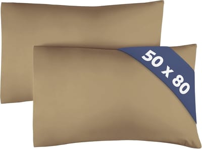 Famanu - Kussenslopen 50x80 cm beige set 2, hoogwaardige microvezel zacht en comfortabel, machinewasbaar en duurzaam