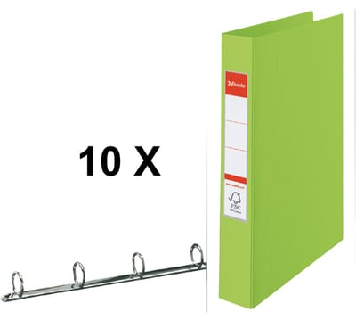 10 x Ringband Esselte Vivida A4 4-rings O-mech 25mm PP groen