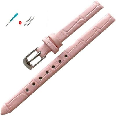 8mm 10mm Dames Meisjes Slanke Lederen Band Kwaliteit Horloge Accessoires Riem Slub Horlogeband Rose Gouden Pin Gesp 8mm gray