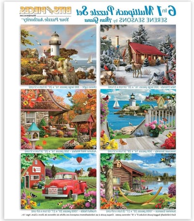 Bits and Pieces – 6-in-1 puzzel multipack - 300, 500 en 1000 stukjes legpuzzels voor volwassenen - Serene seizoenen puzzelset bundel van Alan Giana