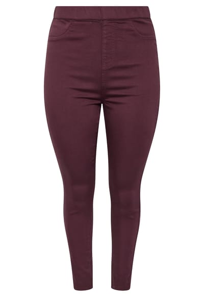 Yours Bordeauxrode Grace Jeggings Met Elastische Tailleband Size 42