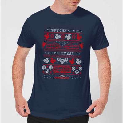 National Lampoon Merry Christmas Knit Men's Christmas T-Shirt - Navy - S
