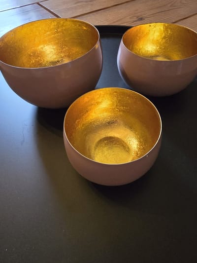 Waxinelichthouder - Egg set van drie zalm kleur