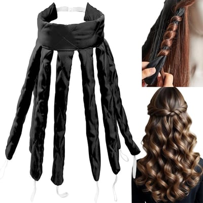 carmdering - Heatless Curlers hoofdband, hittevrije krulspelden 's nachts - 1 artikel - Krultang met hoofdband - Octopus Curls Squid Curler - Slaaphoofdband zonder warmte krultang - zwart