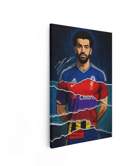 Artaza Canvas Schilderij Mohamed Salah - 40x60 cm - Voetbal Wanddecoratie Liverpool - Muurdecoratie Chelsea - Portret Schilderijen