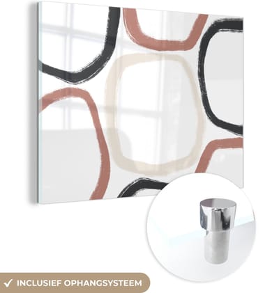 MuchoWow® Glasschilderij 120x90 cm - Schilderij acrylglas - Minimalisme - Geometrische vormen - Pastel - Patronen - Foto op glas - Schilderijen