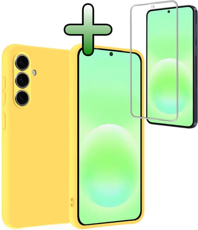 Hoesje Met Screenprotector - Geschikt voor Samsung Galaxy A57 - Sterk & Shockproof - Back Cover - Siliconen Case - Telefoon Hoes - Geel