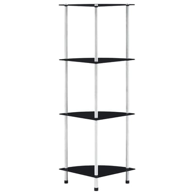 vidaXL - Kastje - 4-laags - 30x30x100 - cm - gehard - glas - zwart