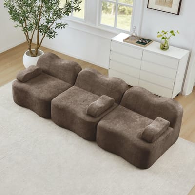 Modulaire-3-Zits-Bank-Frameloos-Fluweel-Bruin-Golvend-Design-Diepe-Zit
