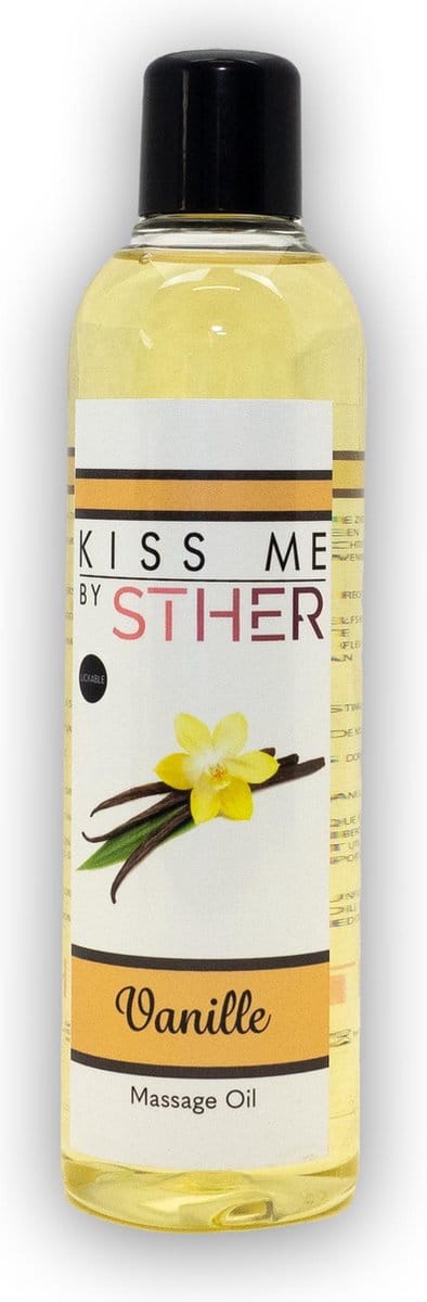 Sther Premium Massageolie - Vanille - 250ml - Natuurlijk Glijmiddel op Oliebasis - Met Avocado-olie - Langdurig Glijvermogen