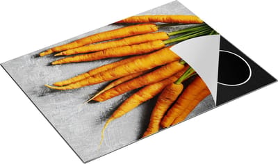 Chefcare Inductie Beschermer Wortels op Grijze Marmer - 77x59 cm - Afdekplaat Inductie - Kookplaat Beschermer - Inductie Mat