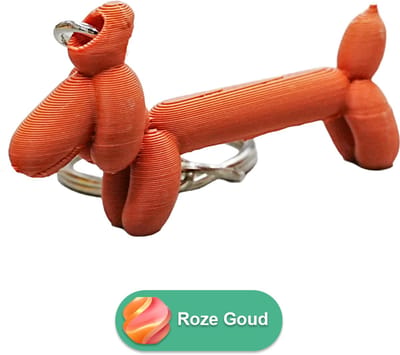 Wiener ballon hond sleutelhanger - Roze / Goud - 3d geprint - Cadeau dierenliefhebber – Sleutelhanger dier – 5cm