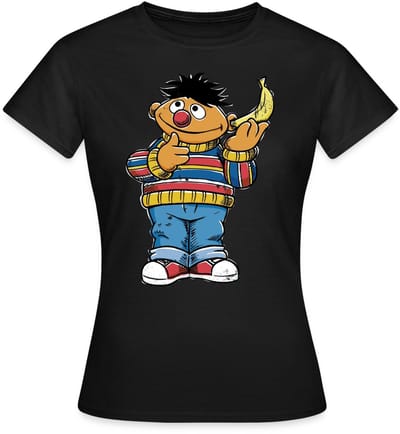 Sesamstraat Ernie Banana Telefoon T-Shirt Dames