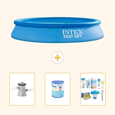 Intex Rond Opblaasbaar Easy Set Zwembad - 305 x 61 cm - Blauw - Inclusief Zwembadfilterpomp - Filter - Onderhoudspakket - 4-delig