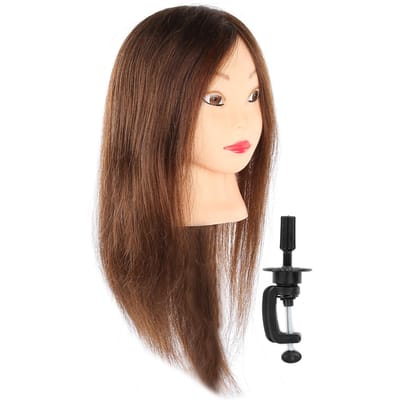Haar Mannequin Hoofd Kapper Trainingshoofd Cosmetologie Mannequin Hoofd met Beugel brown