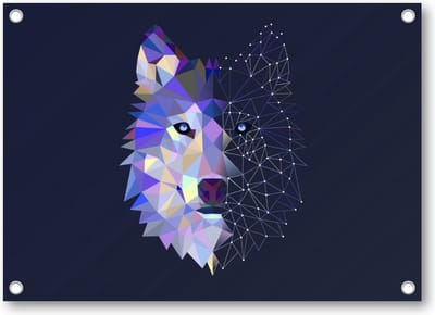 Abstracte Wolf - Tuinposter 70x50 - Wanddecoratie - Minimalist - Dieren
