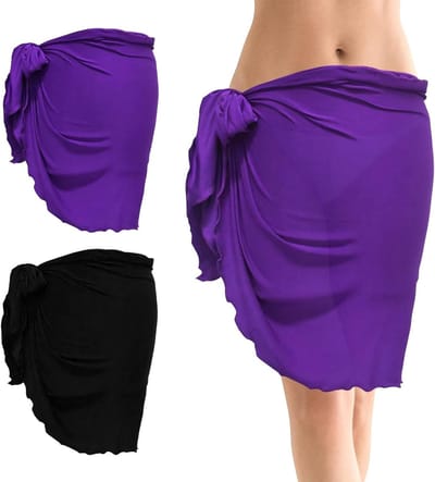 2 Stuks Pareo Strand Wikkeljurk Sarongs Chiffon Zwart Wit Vrouwen - Zomer Vakantie Zwembad - Badpak Cover-Up 156 x 50 cm