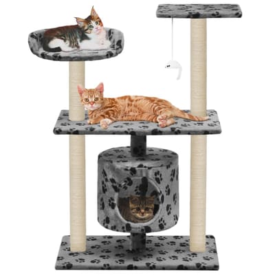 vidaXL - Kattenkrabpaal - met - sisal - krabpalen - 95 - cm - pootafdrukken - grijs