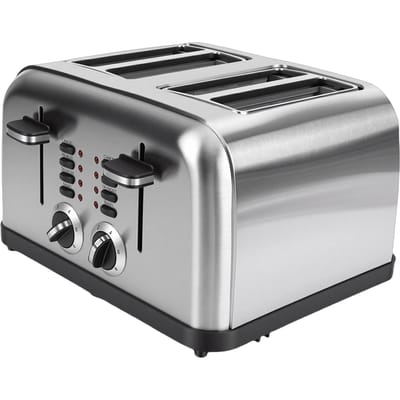 Grille-pain 4 tranches Acier inoxydable 1500W Haute puissance Double contrôle de température Grille-pain intelligent pour la maison Prise US 110V L gray