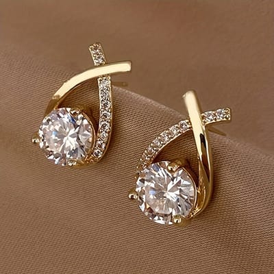 Sjika - Gouden Oorbellen Dames met Zirkonia – Luxe Oorbellen – Elegant Design – Gold Plated – Cadeau voor Haar