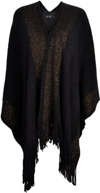 Poncho Winter - Warm Vest - Multifunctioneel - Korte Mouwen - Franjes - Acryl Materiaal - Cape