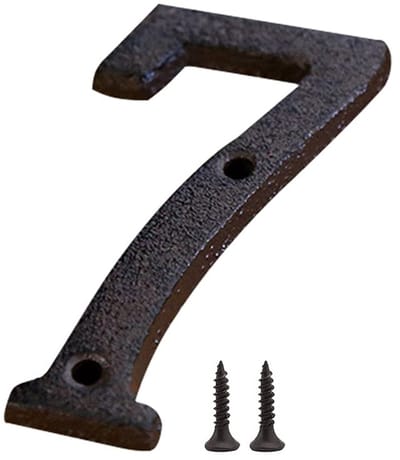 Allecto - Huisnummer - Gietijzeren nummer - Rustiek design - Klein formaat - Voor deur en mailbox - Duurzaam gietijzer - Nummer 7