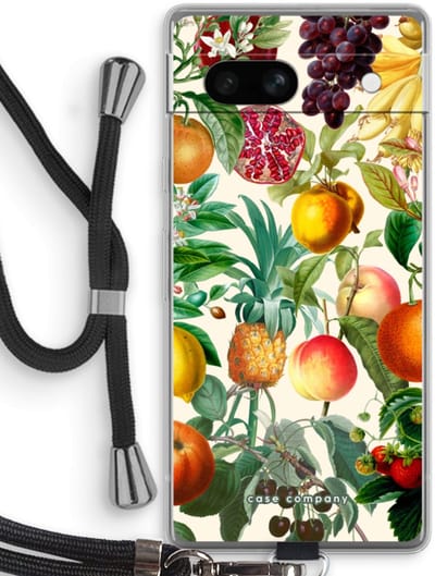 Case Company® - Hoesje met koord geschikt voor Google Pixel 7A hoesje met Koord - Classic Flora - Telefoonhoesje met Zwart Koord - Bescherming aan alle Kanten en Over de Schermrand
